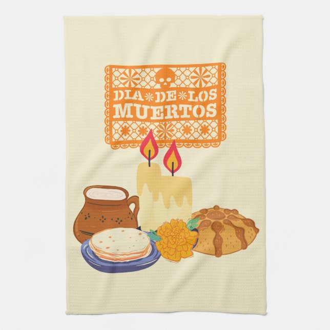 Dia De Los Muertos Celebration Tea Towel (Vertical)