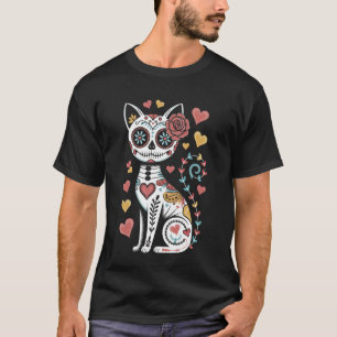 Dia De Los Muertos Cinco De Mayo Cat Sugar Skull H T-Shirt