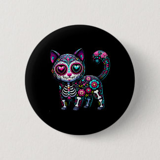 Dia De Los Muertos Cinco De Mayo Cat Sugar Skull M 6 Cm Round Badge