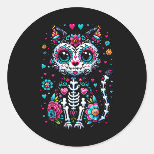Dia De Los Muertos Cinco De Mayo Cat Sugar Skull M Classic Round Sticker