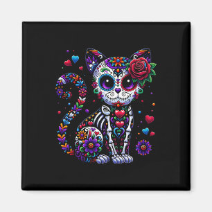 Dia De Los Muertos Cinco De Mayo Cat Sugar Skull M Magnet