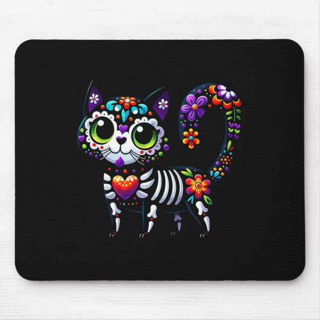 Dia De Los Muertos Cinco De Mayo Cat Sugar Skull M Mouse Pad (Front)
