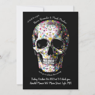 Dia de los Muertos Colourful Skull Wedding Invitation
