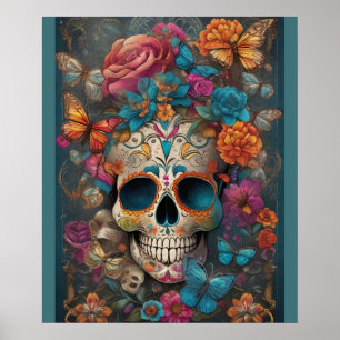 Dia de los Muertos: Colourful Sugar Skull Poster