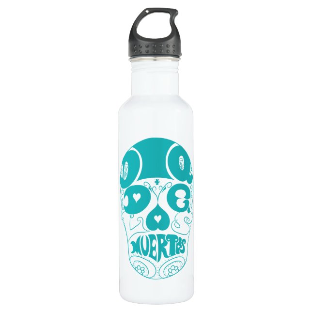 dia De Los Muertos Cyan Skull Bottle (Front)