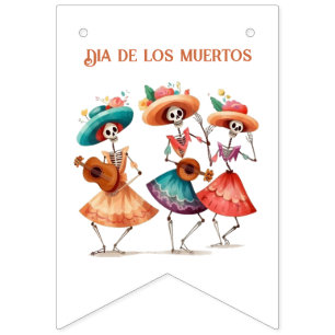 Dia de los Muertos Dancing Calavera Trio Bunting