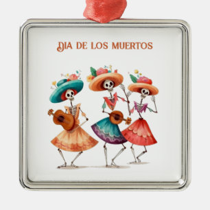 Dia de los Muertos Dancing Calavera Trio Metal Tree Decoration