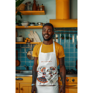 Dia de los Muertos dancing skeletons customisable Apron
