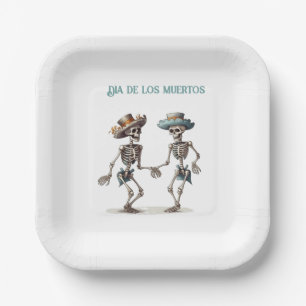 Dia de los Muertos dancing skeletons customisable Paper Plate