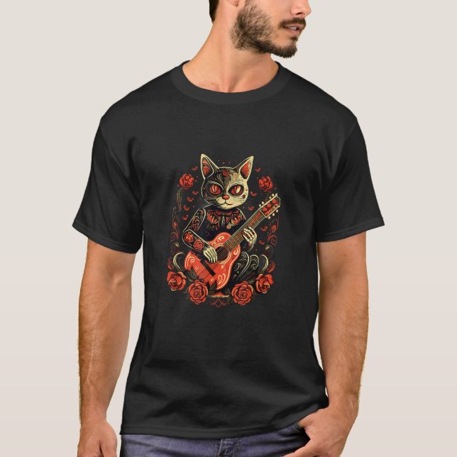 Dia De Los Muertos Day Of The Dead Halloween Cat G T-Shirt (Front)