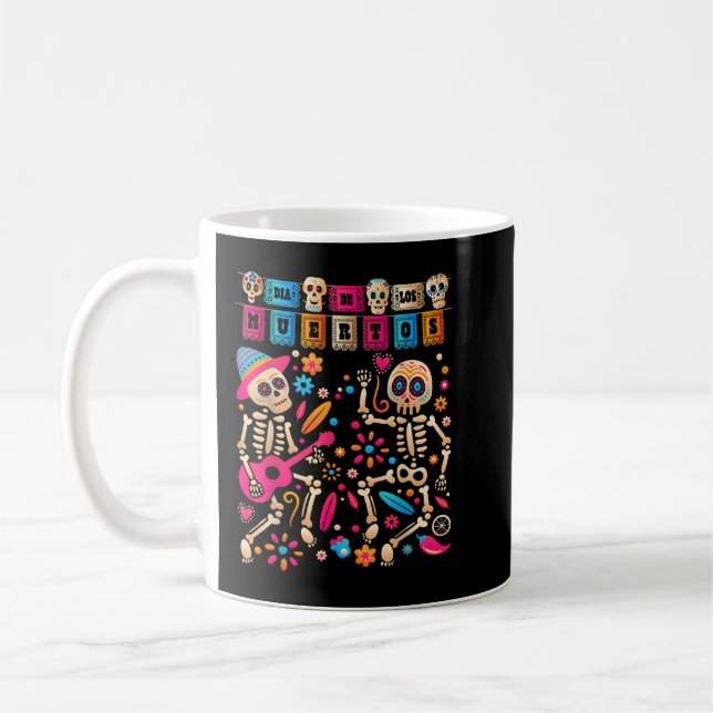 Dia De los Muertos Day of the Dead Mexican Skeleto Coffee Mug (Left)