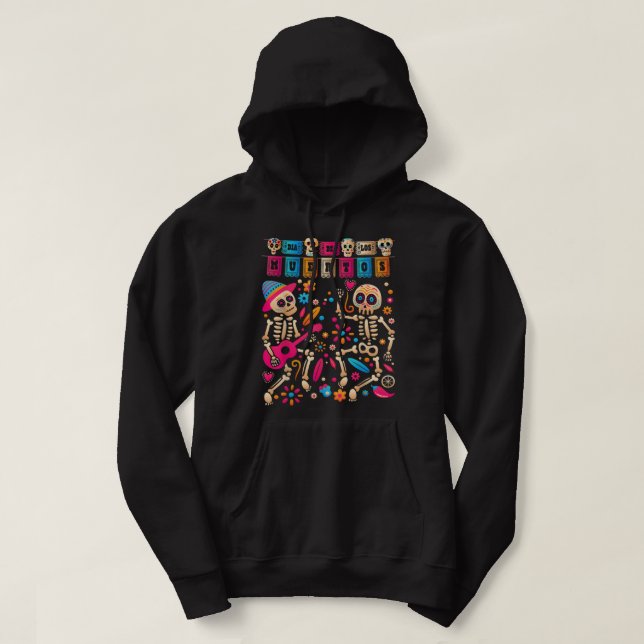 Dia De los Muertos Day of the Dead Mexican Skeleto Hoodie (Design Front)