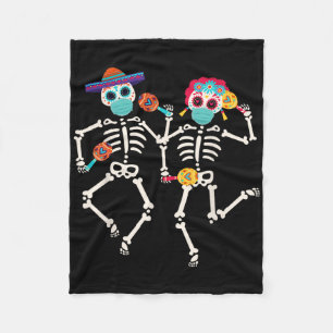 Dia De Los Muertos Day Of The Dead Skull Dancing Fleece Blanket