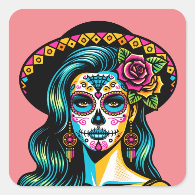 Día de los Muertos Day of the Dead Stickers (Front)