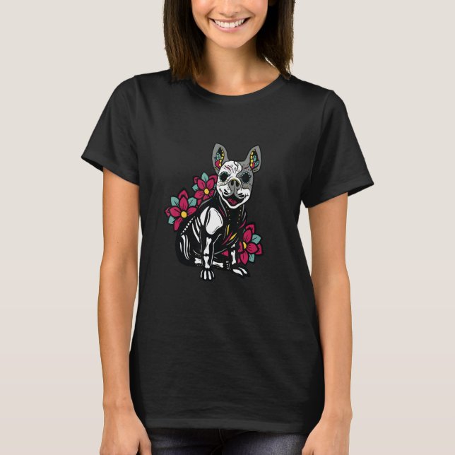 Dia De Los Muertos Dog Skull Skeleton Day Of The D T-Shirt (Front)