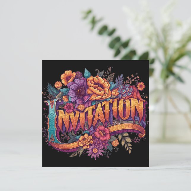Dia de los Muertos Floral Invitation (Standing Front)