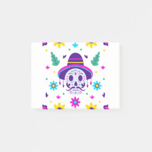 dia de los muertos floral skull post-it notes