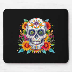 Dia de los muertos flowers sugar skull day of the mouse pad