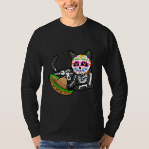 Dia De Los Muertos   for Men Cute Flower Cat Sugar T-Shirt