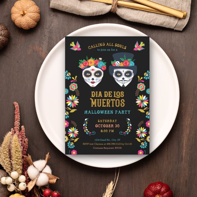 Dia de los Muertos Halloween Party Invitation (Creator Uploaded)