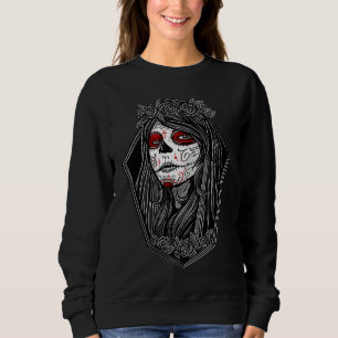 Dia de los Muertos Halloween Roses Mexican Sugar S Sweatshirt