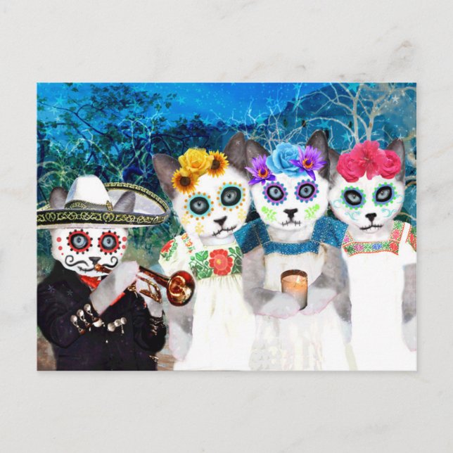 Dia De Los Muertos Kittens Postcard (Front)