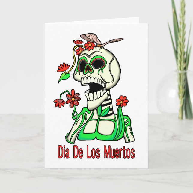 Dia De Los Muertos Laughing Skeleton Card (Front)