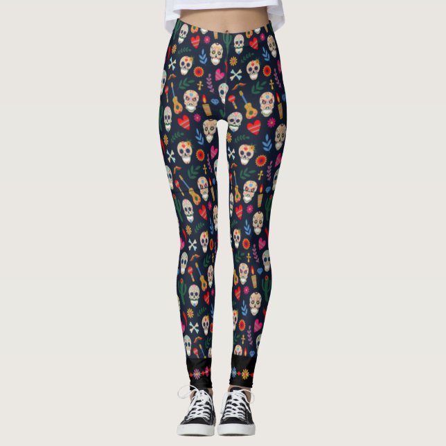 Dia De Los Muertos  Leggings (Front)