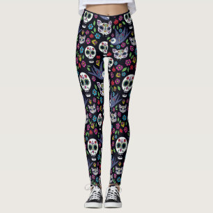 Dia De Los Muertos Leggings   Bohemian Gardens