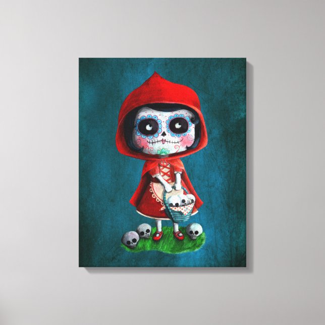 Dia de los Muertos Little Red Riding Hood Canvas Print (Front)