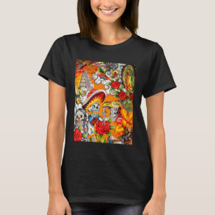 Dia De Los Muertos Llama Alpaca Sugar Skull T-Shirt