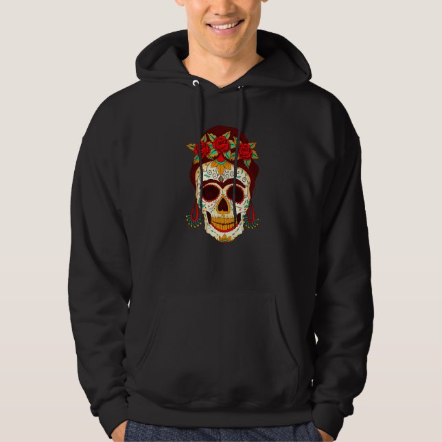 Dia De Los Muertos Mask Skull Hat Rosary Premium Hoodie (Front)