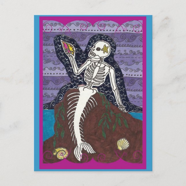 Dia de Los Muertos Mermaid Postcard (Front)