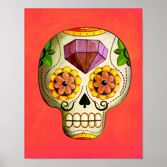 Dia de Los Muertos Mexican Sugar Skull Poster (Front)
