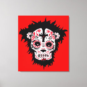 dia de los muertos monkey canvas print
