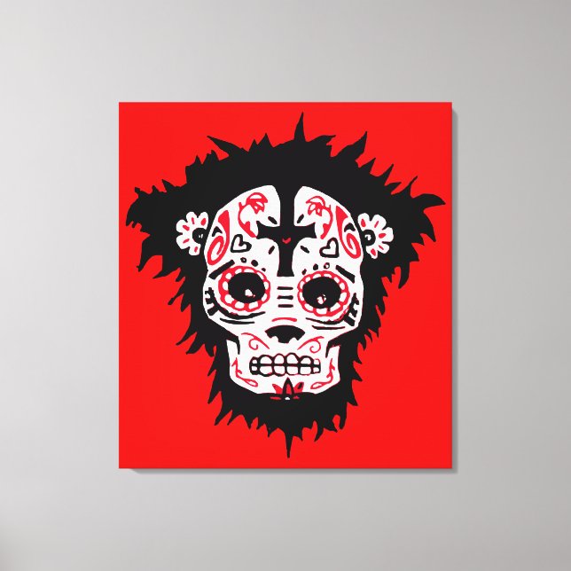 dia de los muertos monkey canvas print (Front)