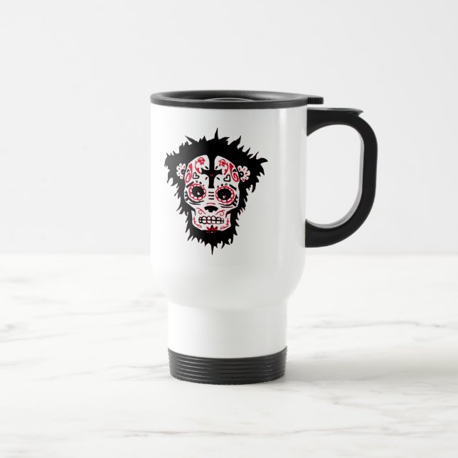 dia de los muertos monkey travel mug (Right)