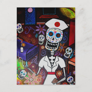 DIA DE LOS MUERTOS NURSE POSTCARD