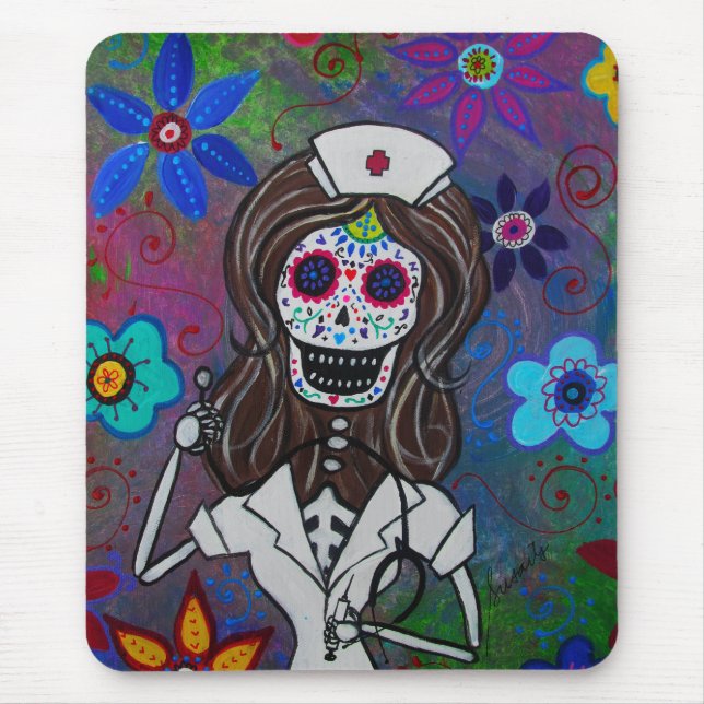 Dia de los Muertos Nurse RN Mouse Pad (Front)