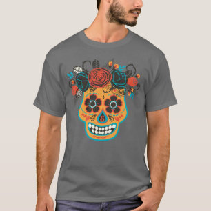 Dia de los Muertos Orange Sugar Skull T-Shirt