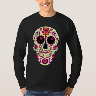 Dia De Los Muertos Pink Hearts Mask Skull T-Shirt