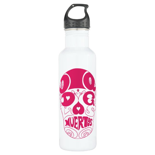 Dia De Los Muertos Pink Skull Bottle (Front)