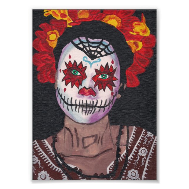 Dia De Los Muertos Red Lady Photo Print (Front)