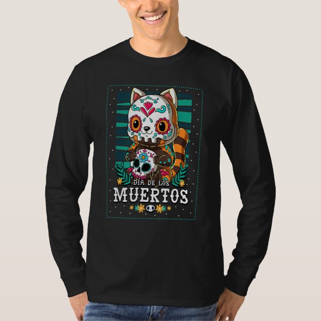 Dia De Los Muertos Red Panda T-Shirt (Front)
