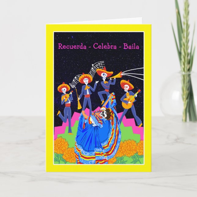 Dia de los Muertos Remember Celebrate Dance Card (Front)