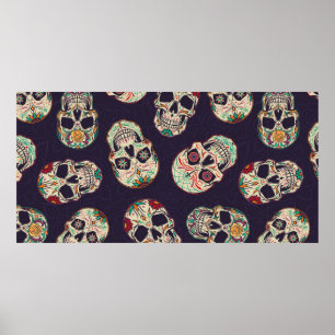 Dia de los muertos seamless pattern with sugar sku poster