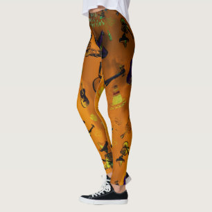 Dia De Los Muertos-Skeleton and Musical Instrument Leggings