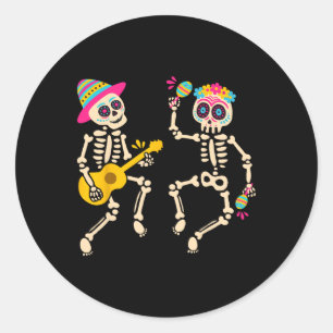 Dia De Los Muertos Skeleton Dancing Skull Day Of T Classic Round Sticker