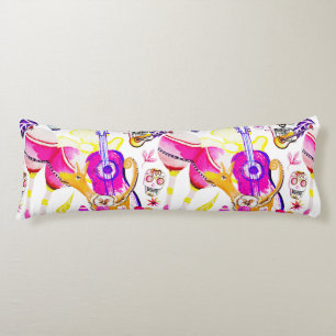 Dia De Los Muertos- Skeleton, Dog, Mexican Music Body Cushion