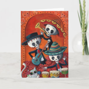 Dia de Los Muertos Skeleton Mariachi Trio Card